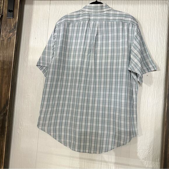 Ralph Lauren Vintage Plaid Button Front Short Sleeve Shirt Flag Logo Size Large - Picture 4 of 4